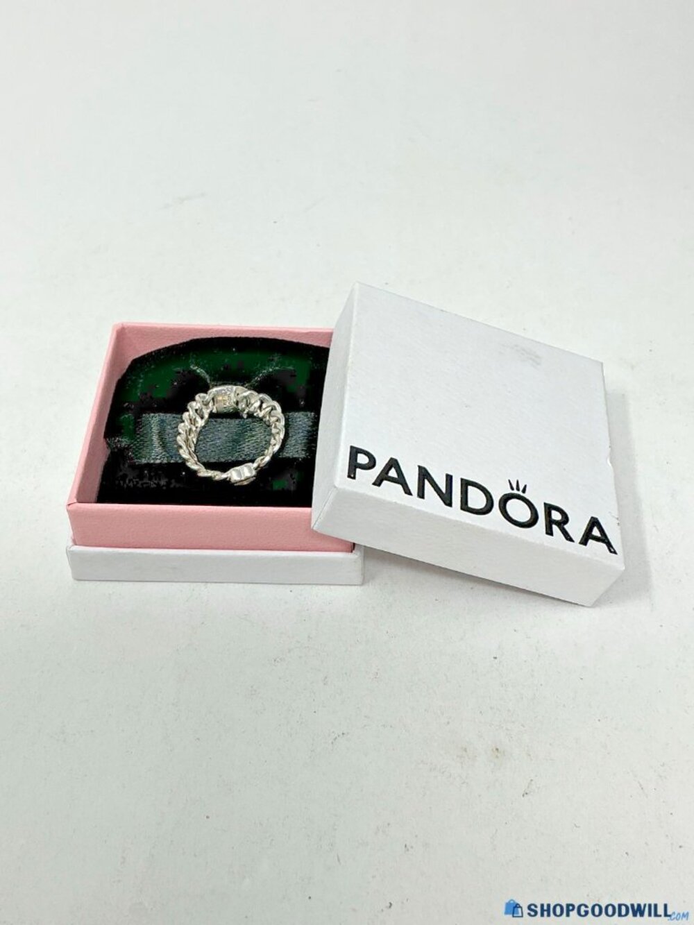 Pandora Sterling Silver 5925 ALE Size 7 Chain Link Heart CZ Ring